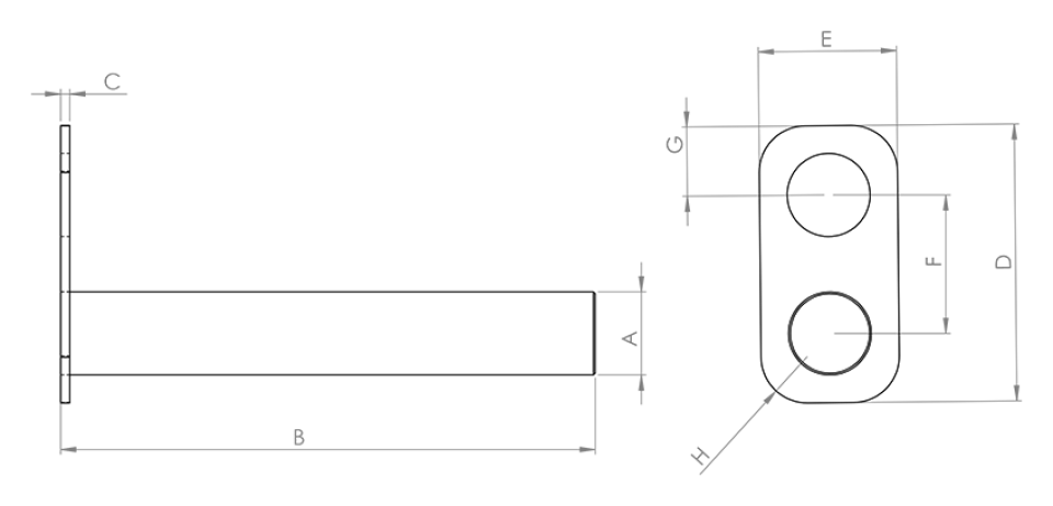 Flanşlı Pim Technical Drawing